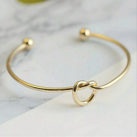 LAST ONE Gold Knot Cuff Bangle Bracelet - Picture 5 of 6